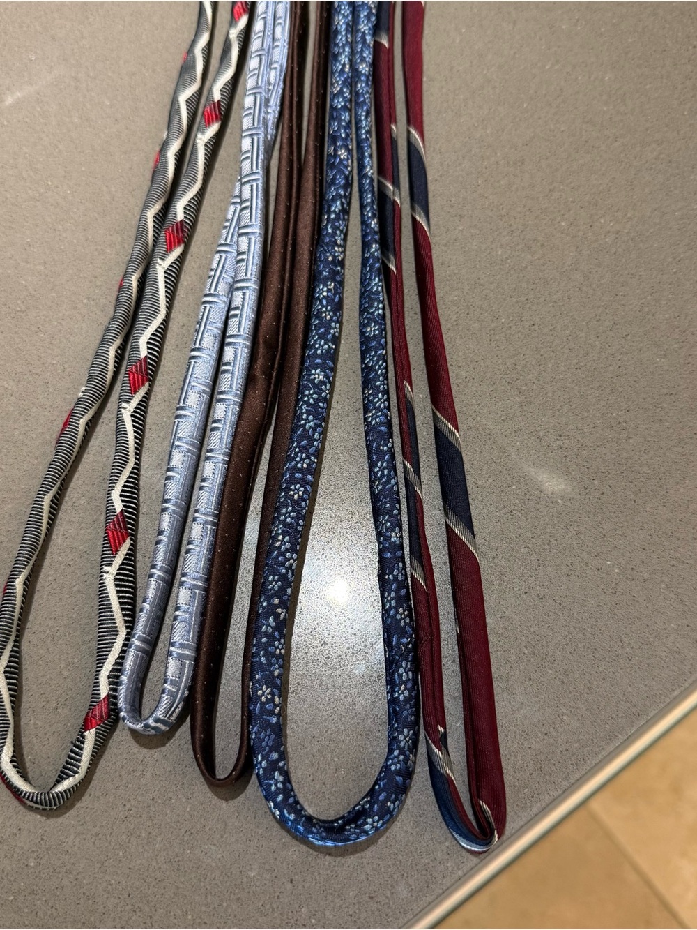 Upcycled handmade silk tie cords multi colors bundle. See photos for using them.